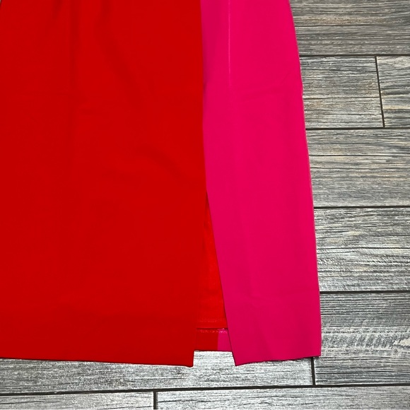 NWT Anne Klein Colorblock Red Pink Sheath Dress Size 6 Midi 3/4 Sleeve - Picture 11 of 12